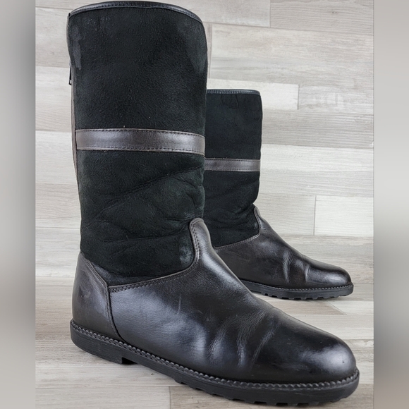 Vintage Blondo Suede, Leather Black, Dark Brown Mid Calf Boots Women's 8B - Picture 1 of 16